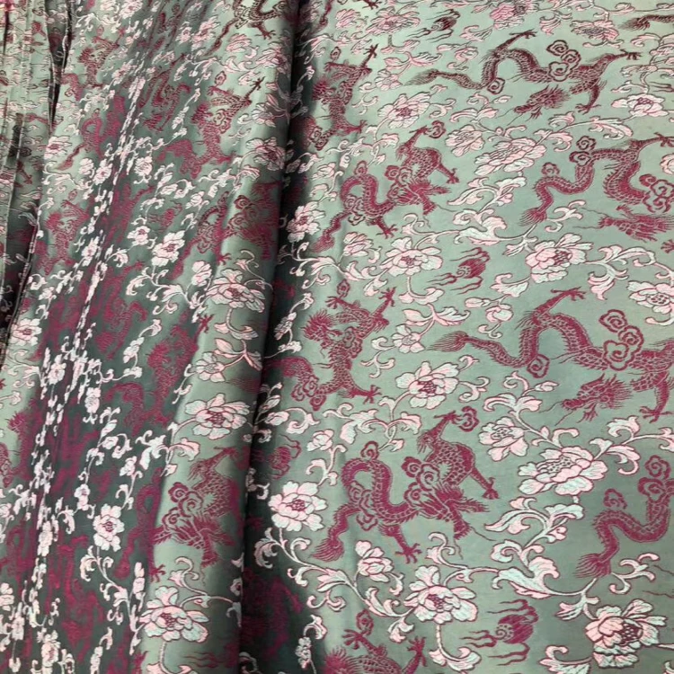 Chinese Dragon Design Jacquard Silk Satin Silk Brocade Jacquard Fabric For Clothing
