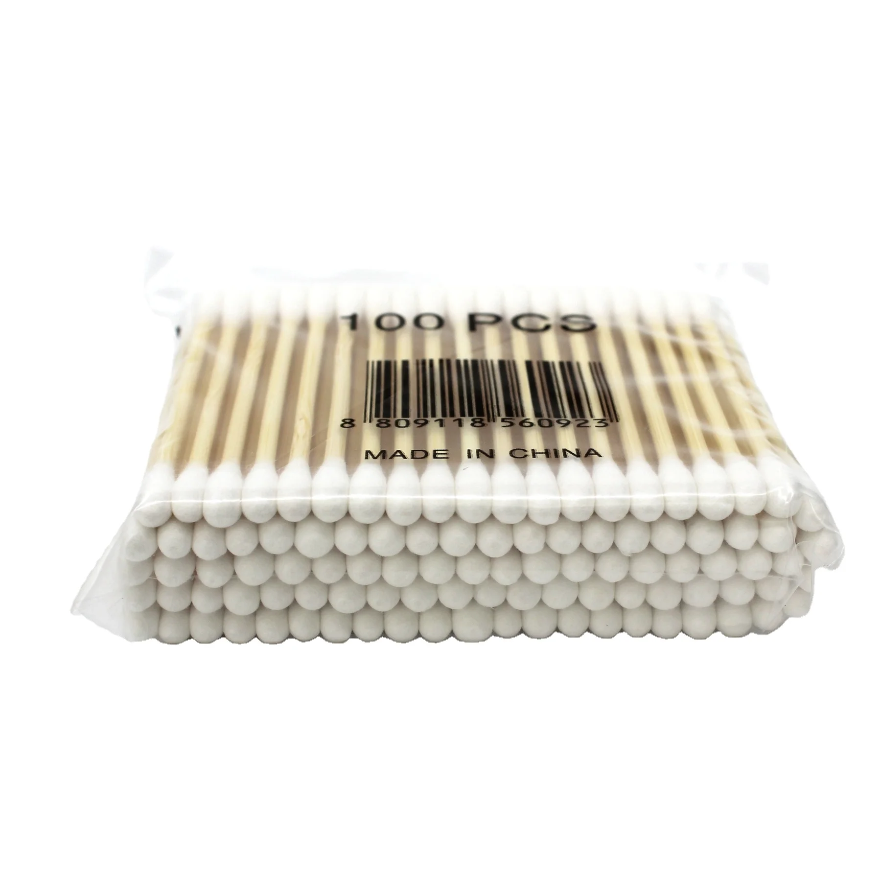 Eco friendly 80 pcs bamboo wooden dual tip eyelash cotton swab ear cleaning