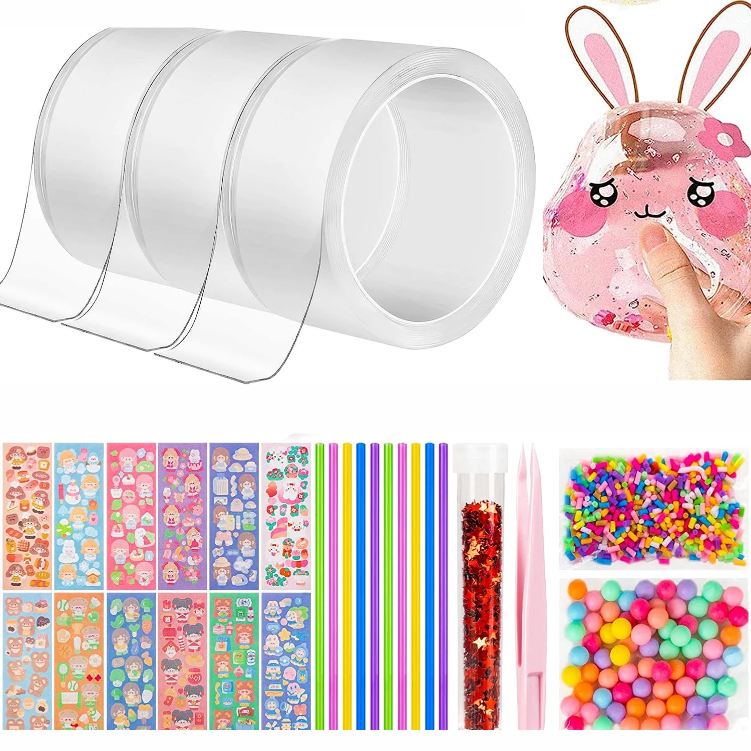 New Colorful Nano Double Sided Tape Kids Squeeze Toy Nano Tape Balloon Bubble Making Kit
