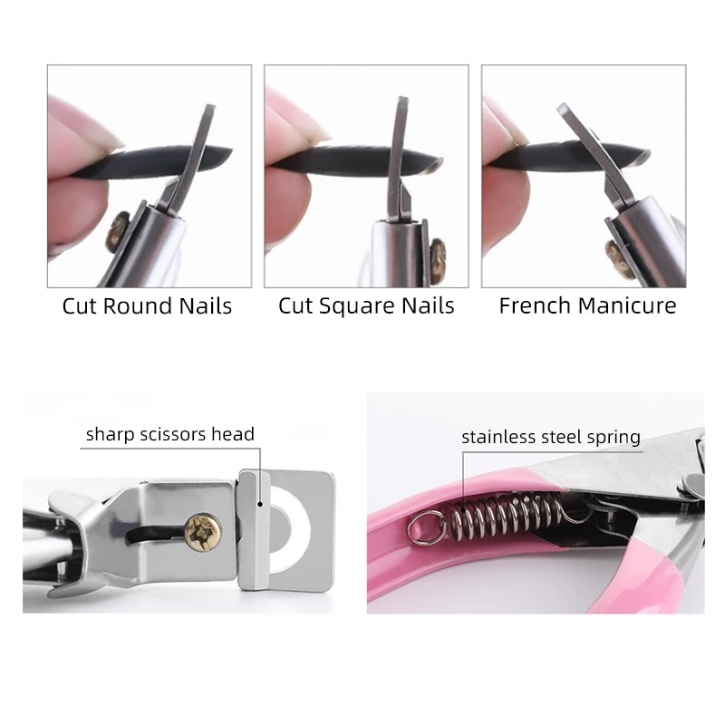 Supplier Makeup Pedicure Colorful Acrylic Scissors Salon Tool Cutter Clipper Stainless Steel False Tip Manicure Edge Art Nail