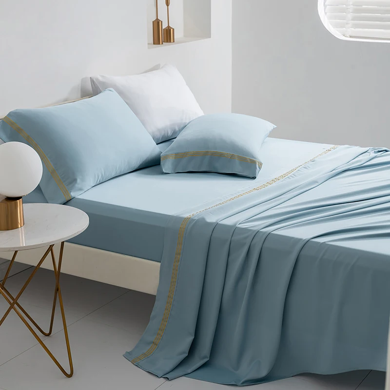 Wholesale Cheap Polyester Sheets Bed Sheet King Queen Size Bedsheets Bed Linen Fitted Sheet Pillowcases 3pcs Bedding Set