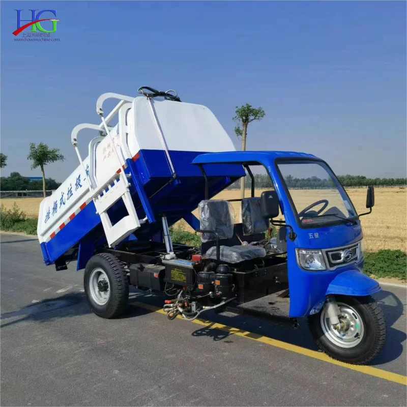 Diesel three-wheeled rubbish truck  Small diesel three-wheeled garbage transporter Bucket Garbage Truck