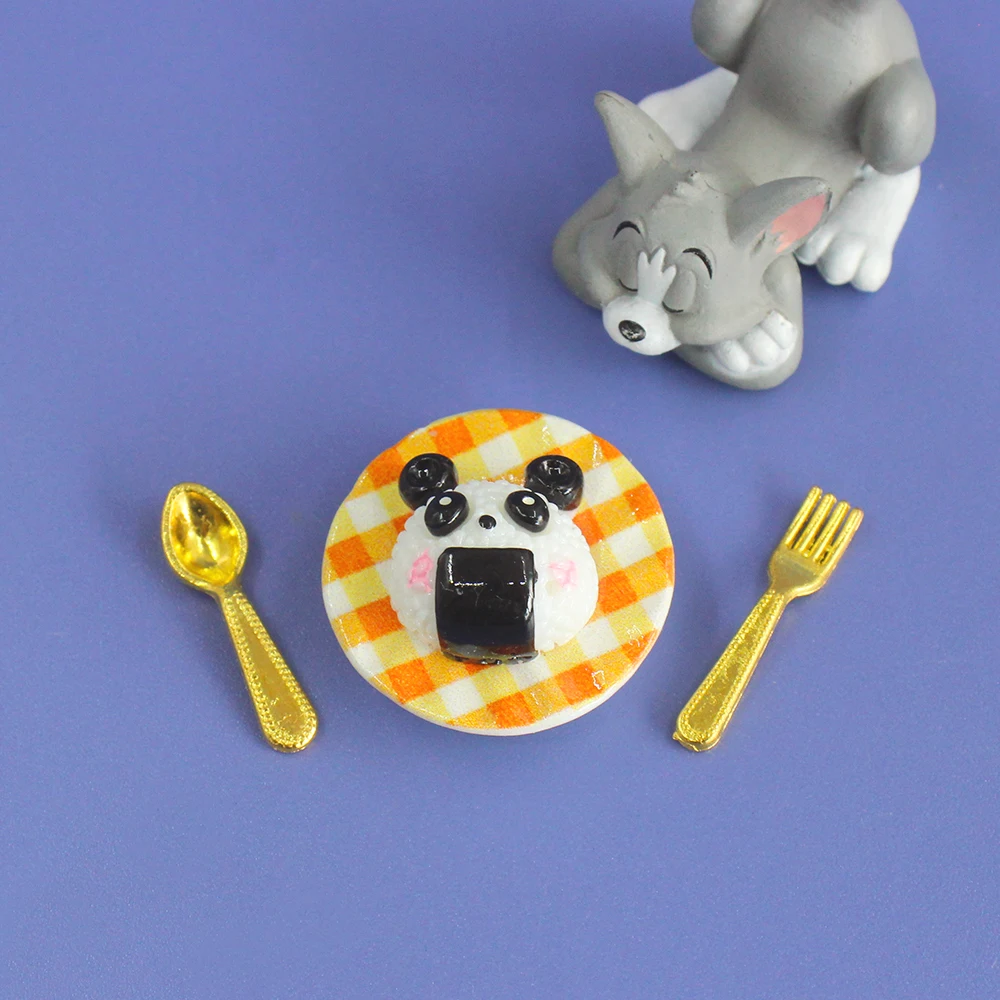 Miniature Colorful Plate Dishes Resin Charms For DIY Kitchen Accessories Doll House Kitchen Food Play Toys