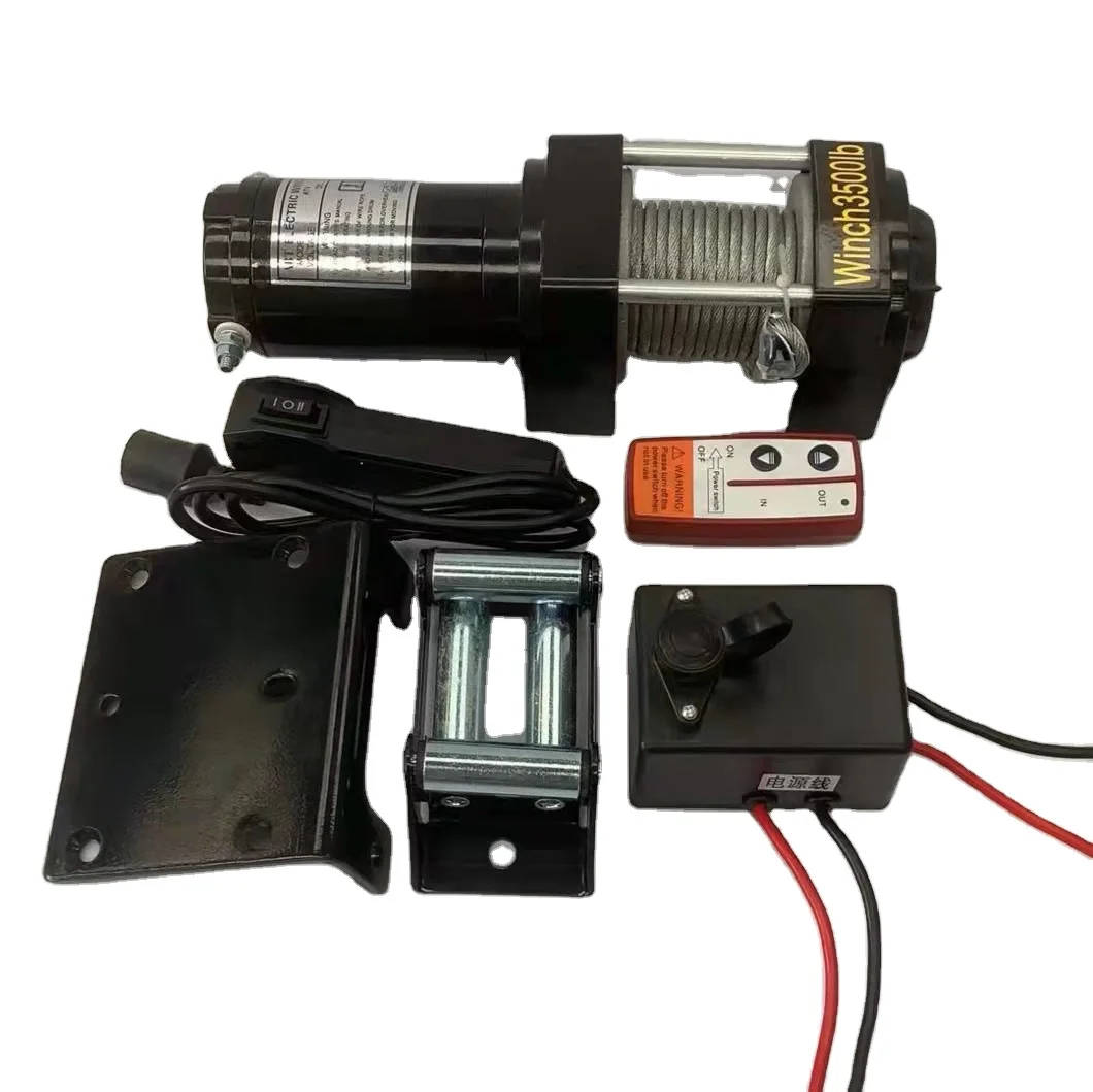 Small trailer boat winch 3500lbs electric with synthetic rope or wire rope for car suv jeep