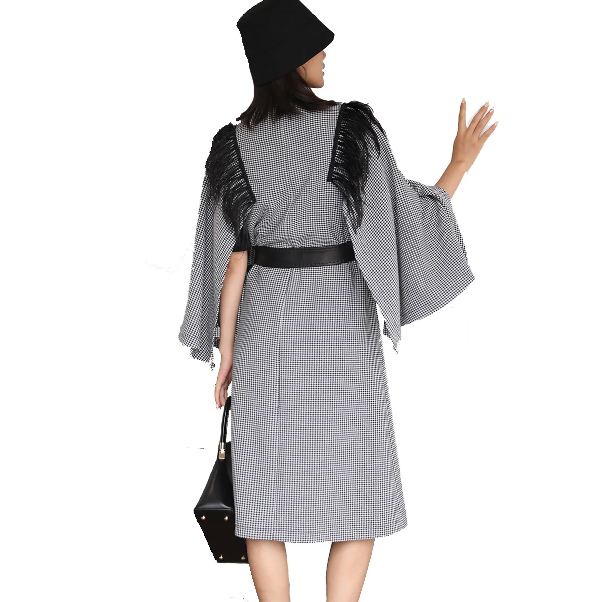 Plaid and Tassel series OEM high-quality hand-made cashmere & woolen overcoats custom Factory