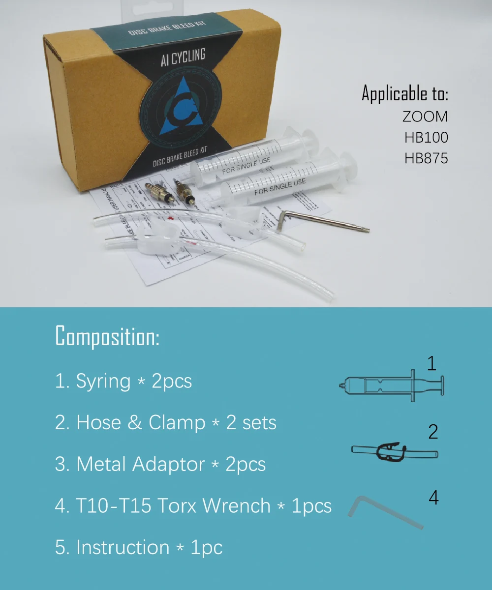 Bicycle Bleed Kit Hydraulic Disc Brake tool for MTB Bike ZOOM HB100 HB875