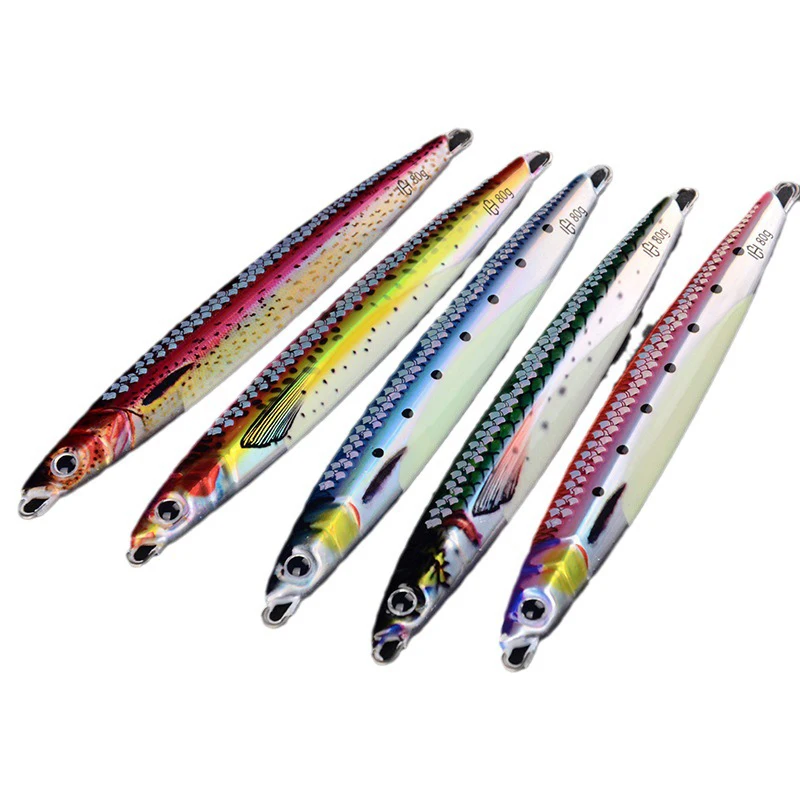 WeiHe 40g/60g/80g/100g/120g 5 Colors Artificial Hard Lead Lure Metal Jig Lures Sinking Bait For Saltwater Freshwater