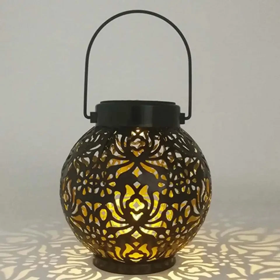 Metal Iron Hanging Lantern Garden Light Flame Light Landscape Decoration Outdoor Waterproof LED Solar Lamp