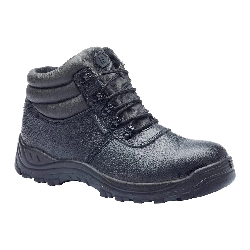Gaomi Morning Glory Anti smashing and puncture prevention Black embossed action leather security steel toe safety shoes