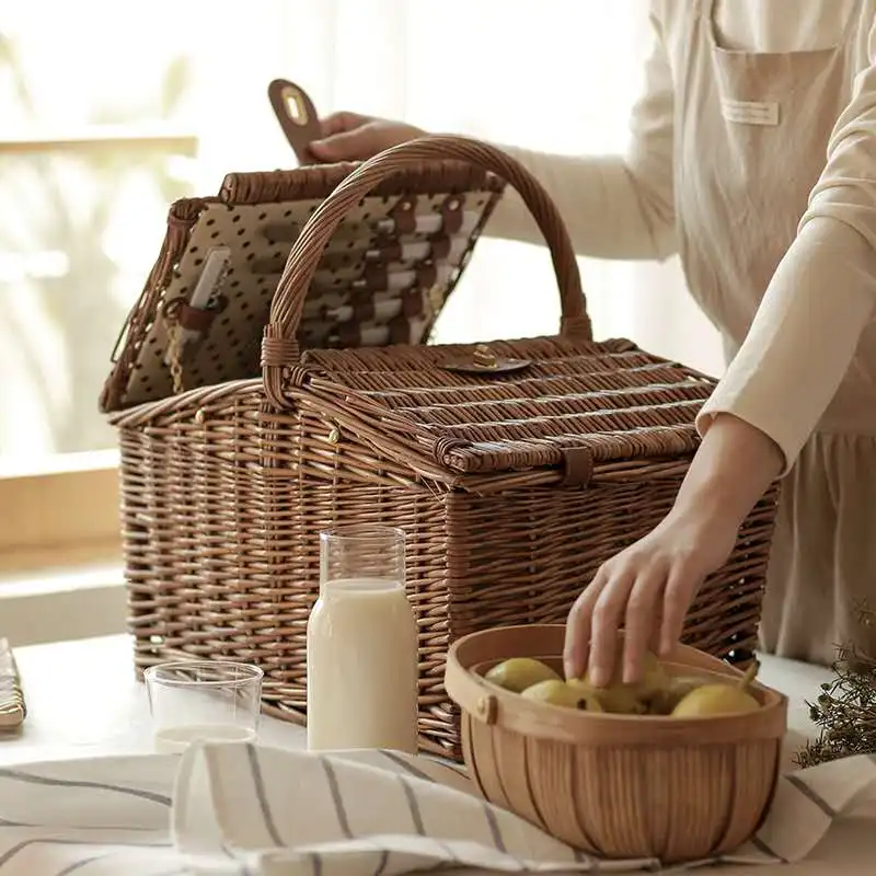 
Hot seller wicker basket hand basket picnic basket for four 