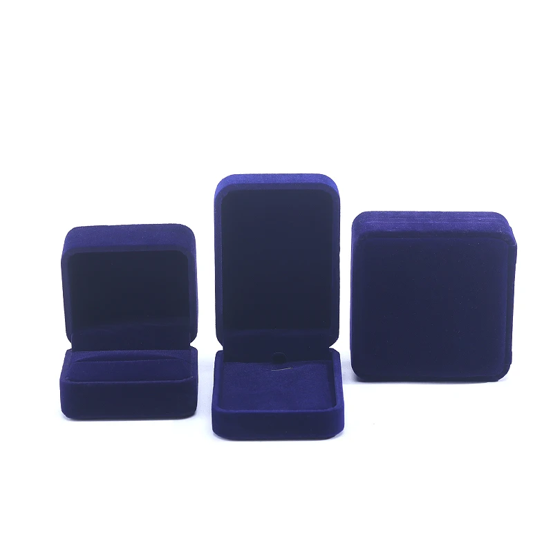 Hanhong custom wholesale hot sale jewelry packaging box earrings necklace gift box blue velvet ring jewelry box