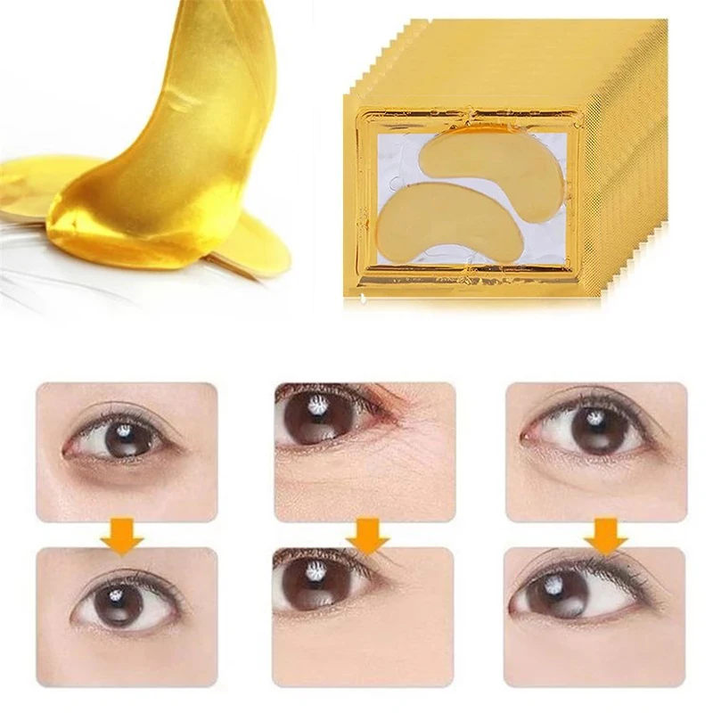 Moisturizing Gold Foil Under Eye Patches Dark Circles  Crystal Collagen Gold Powder  Custom Gel Eye Mask