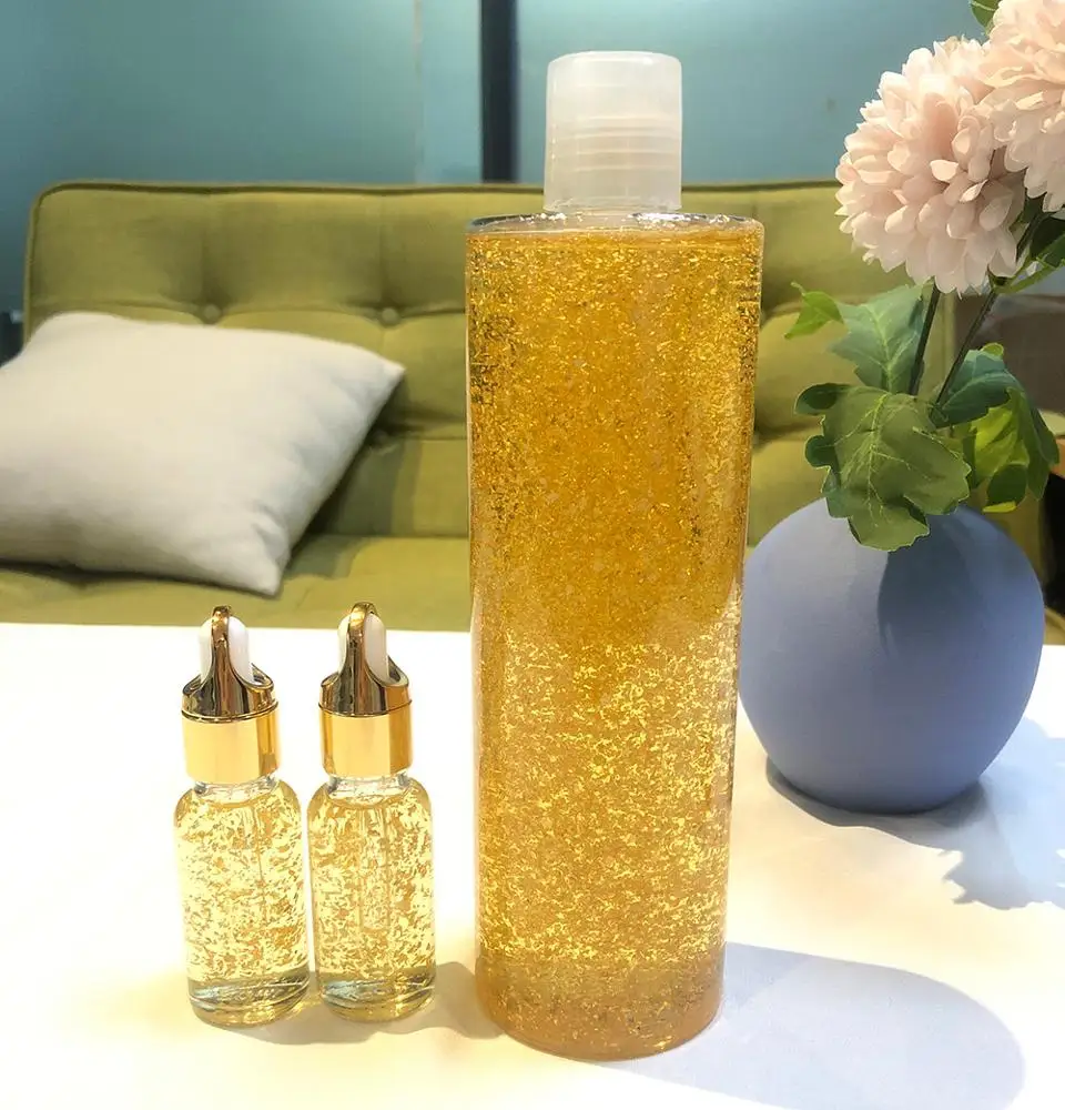 Оптовая продажа с фабрики высокое качество с покрытыем цвета чистого 24 каратного золота коллагеновая сыворотка уход за кожей лица