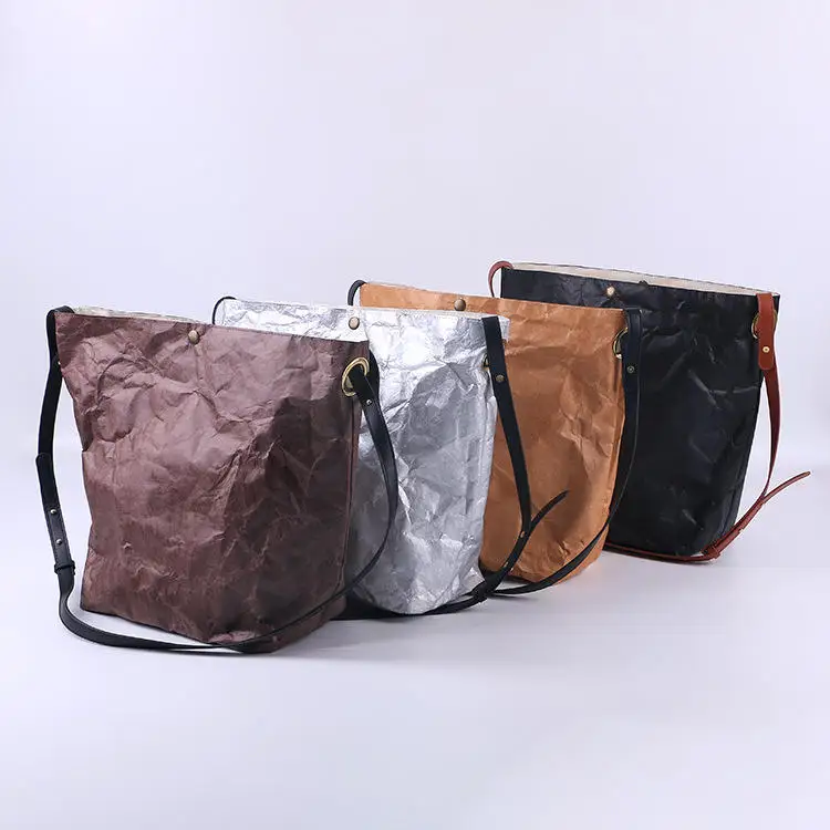 Wholesale Custom Logo Waterproof Thermal Washable Kraft Dupont Insulated Tyvek Paper Lunch Cooler Tote Bag for Bento Work
