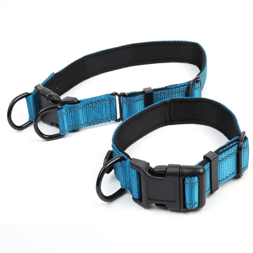 Pet Supplier Manufacturer Custom Made Soft Neoprene Nylon Pet Collars Chain Reflective Padded Adjustable Dog Collar
