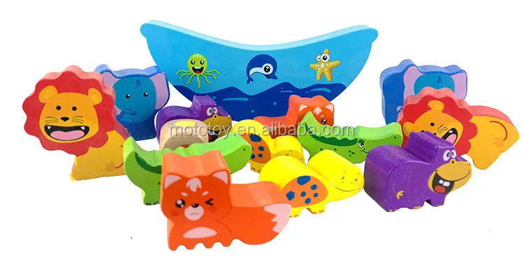 Natural Wood Animal Montessori Balance Table Game for Kids