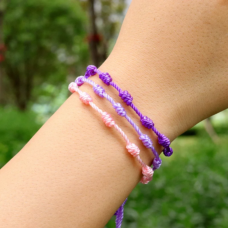 Customize Colorful Knot Adjustable Rope Braided Bracelets DIY Handmade Bracelet