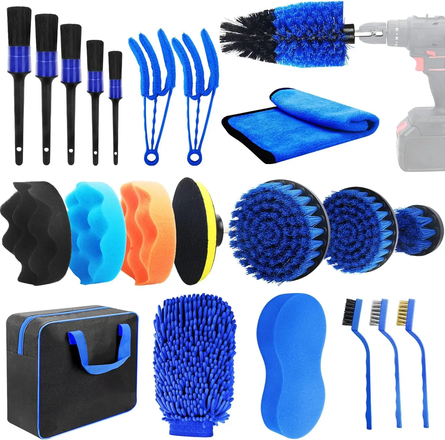Drill Brush Attachment Set,27 Pack Power Scrubber Cleaning Kit Adapt Drill Brush for Tub,Shower,Kitchen
