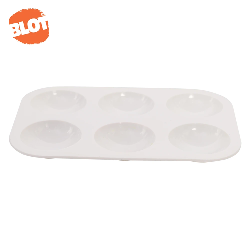 BLOT TS-009 6 Well White Rectangular Plastic Paint Palettes Watercolor Painting Tray
