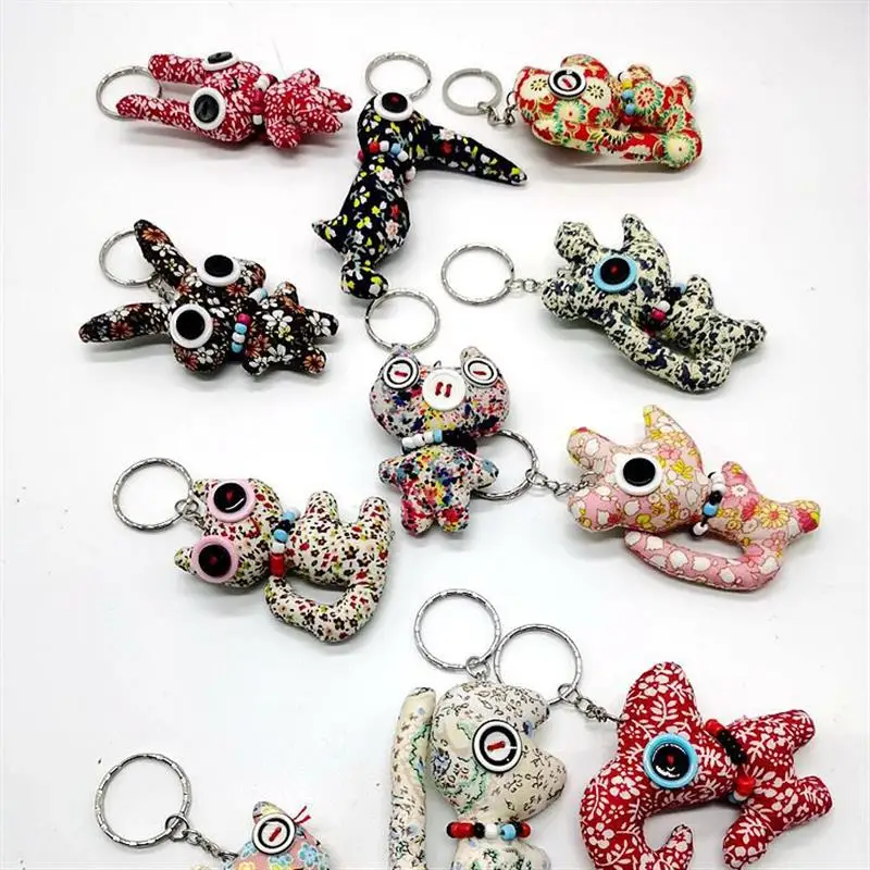 Лидер продаж оптовая продажа сумка для украшения детей плюшевые игрушки китайский стиль цветочный тканевый брелок в форме животных