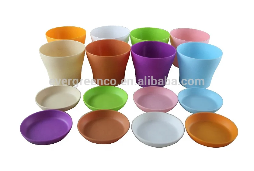 4' Pots Planter Colorful Flower Plant Container Seed Starting Pots with Pallet Plastic Plant Flower Seedlings Nursery Pot