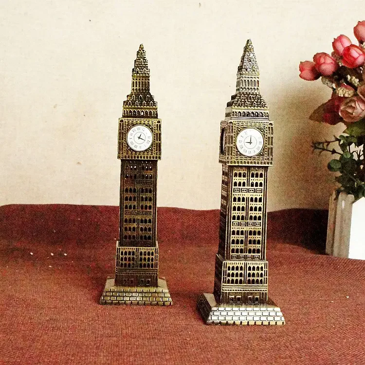 yuyang World Famous Architecture Antique Metal Crafts London Souvenir Big Ben Model for Office Ornaments
