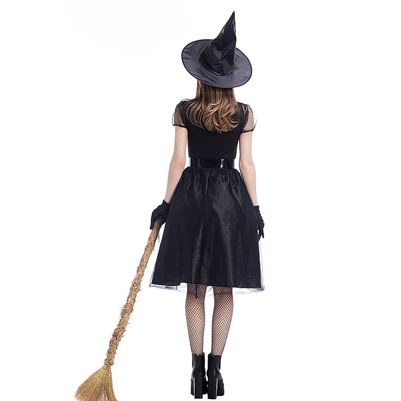 Halloween New Black Yarn Witch Costume Witch Costume Temperament Witch Night Ghost Game Costume