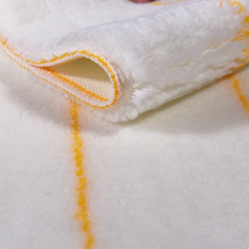 Yellow Striped Polyester Acrylic Blend Fabric on White Background Paint Brush Woven Roller Flannel