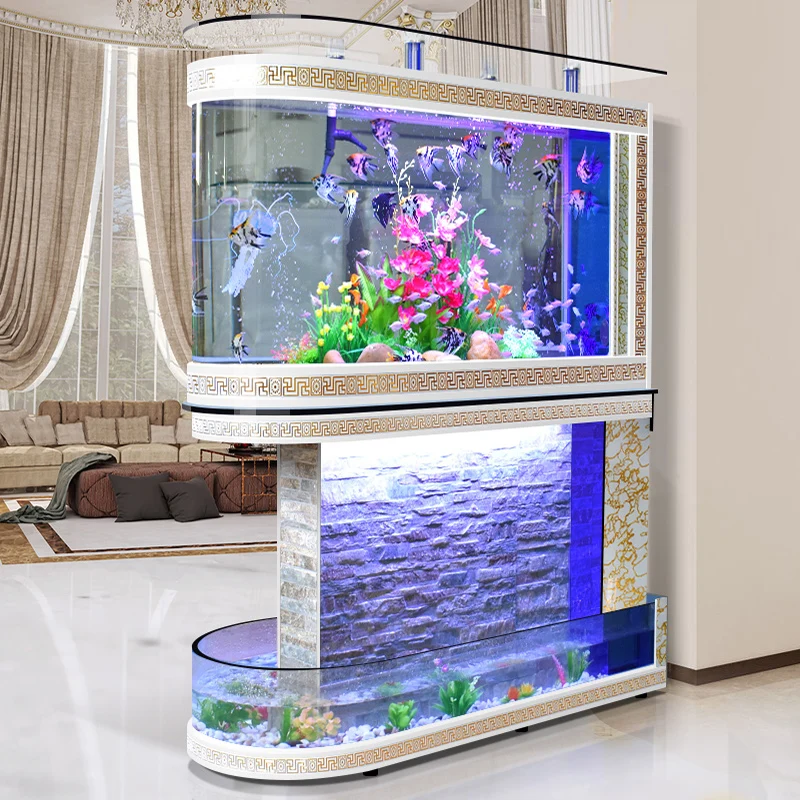Water Curtain Wall Bullet Fish Tank Artificial Clear Custom Aquarium Fish Tanks