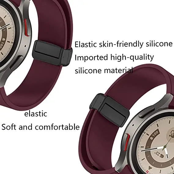 Alloy Magnetic Folding Buckle Quick Release Smartwatch Women Men Silicone Strap 20mm 22mm Silicone Watch Band For Samsung