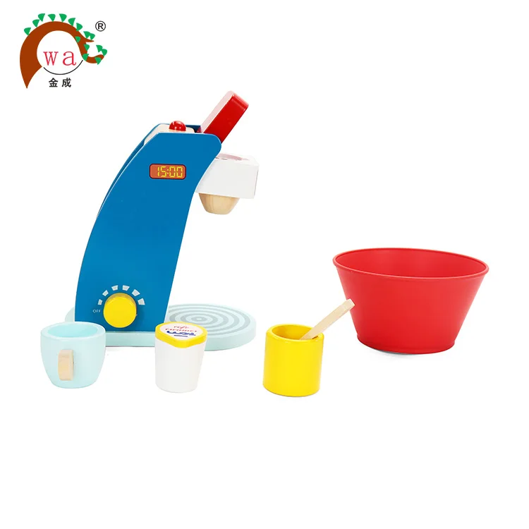 
Kids Pretend Play bread maker Kitchen Set Wooden Toy Coffee Machine 