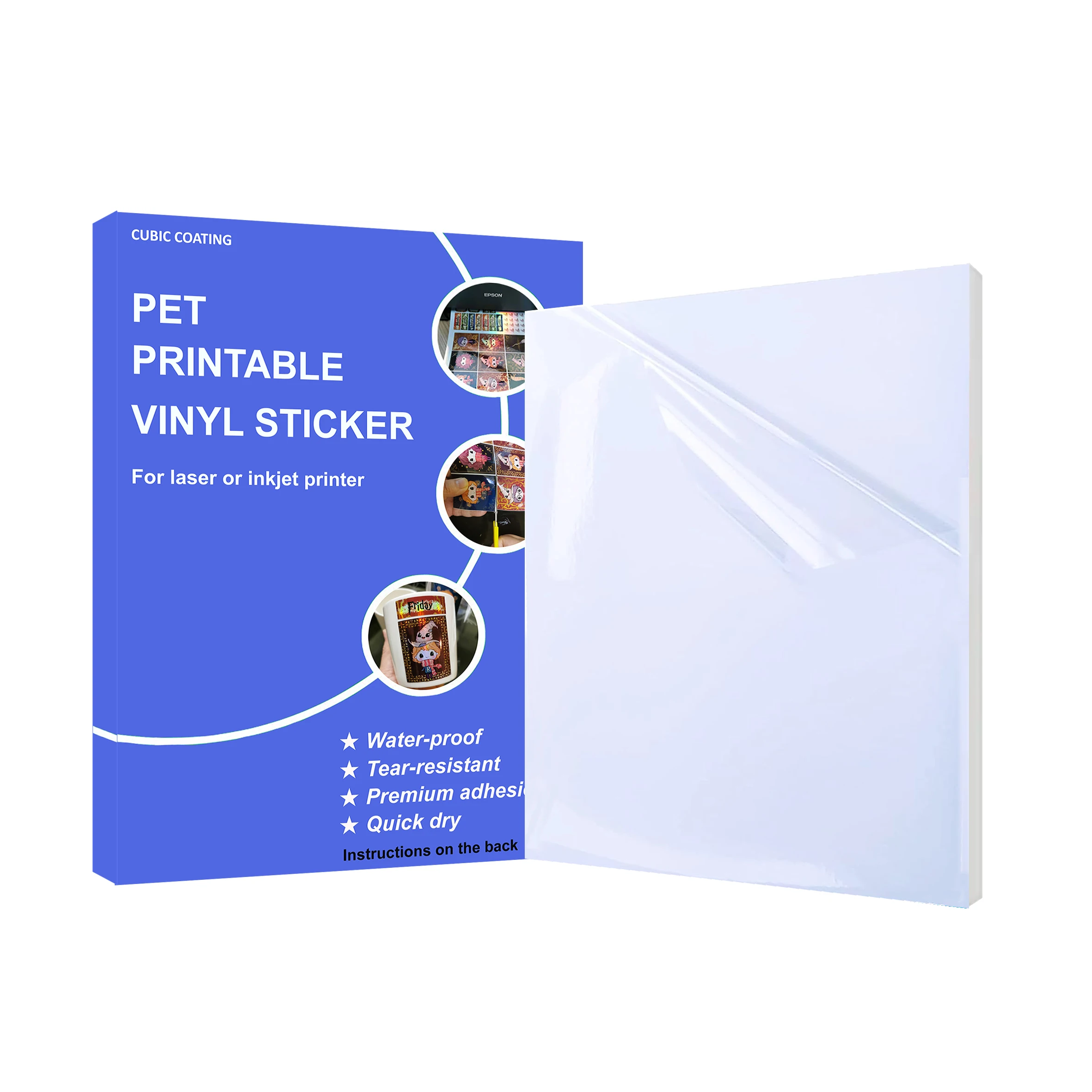 Premium Waterproof PET Printable A3 11x17 Sticker Vinyl Paper Sticker Paper A3+ Size Color Sticker Paper&vinyl for Laser Printer