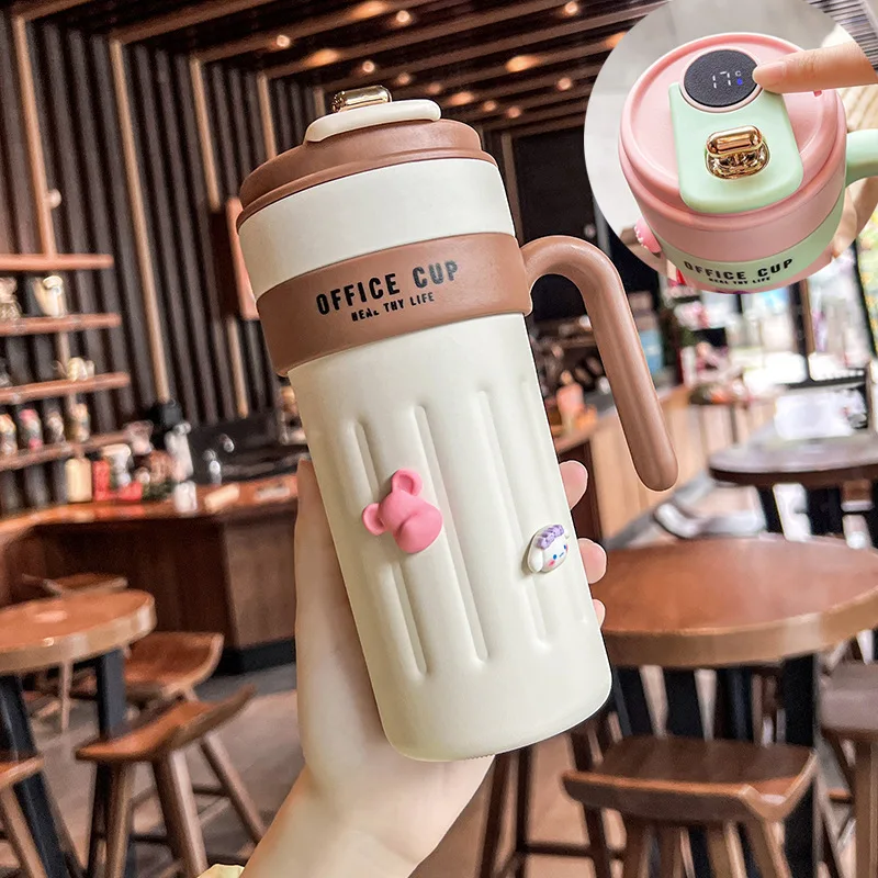 Coffee Mug 316 Stainless Steel Insulated Cup With Straw Large Capacity Portable Water Cup Car Cup