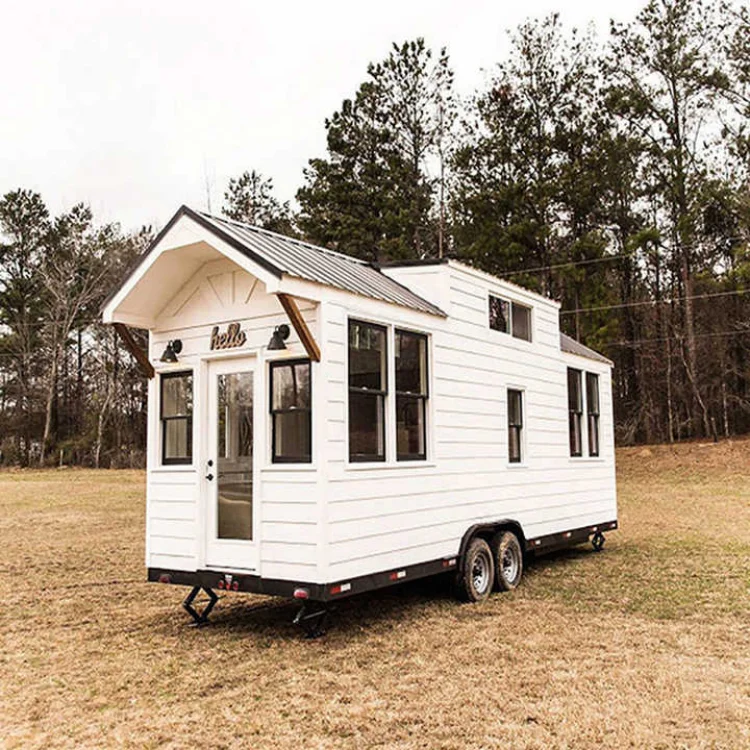 Wood Camper Movable Tiny Mobile Houses On 4 Wheels Aluminum Caravan House Trailer With Bathroom