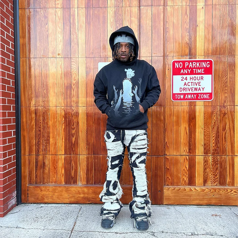 DIZNEW Jeans men Wholesale cheap plus size street black catwhiskers jeans pants for men hip hop