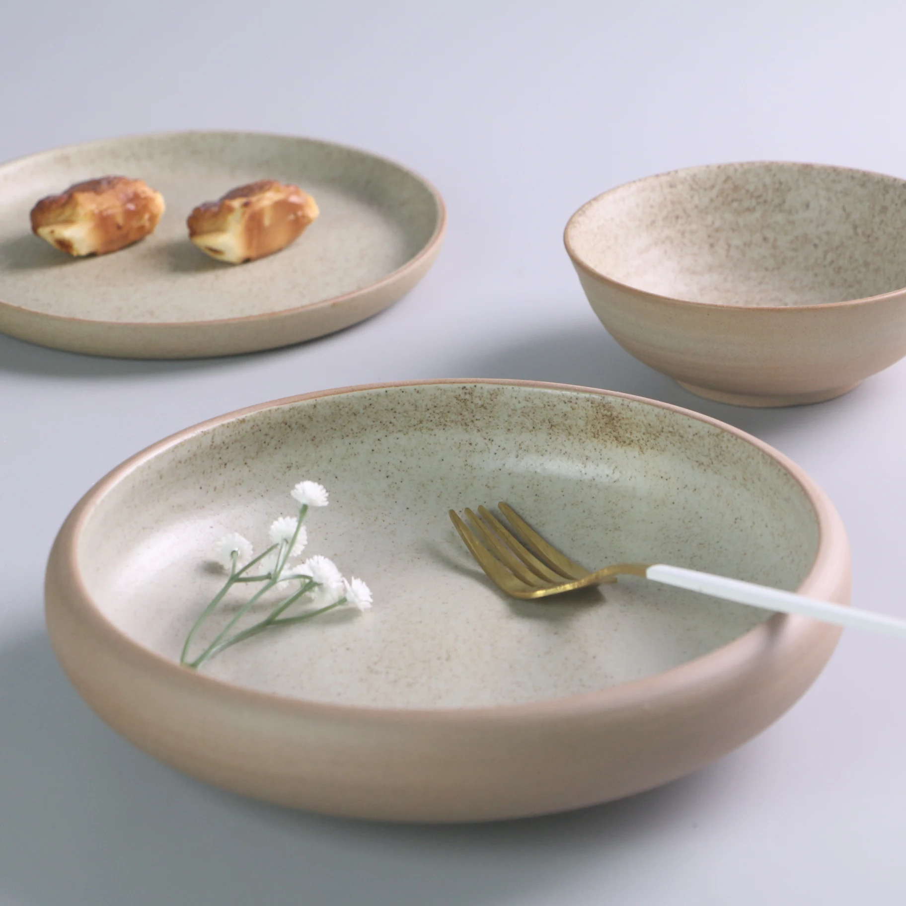 Restaurant tableware 8 inch ceramic soup plate porcelain dinner plate Nordic round porcelain dinnerware salad plate