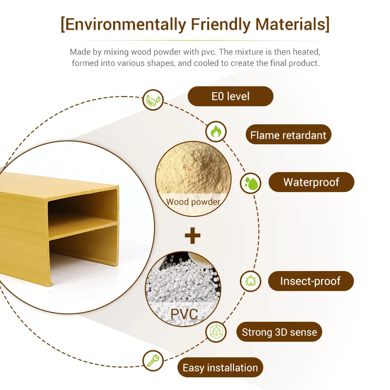 Anti-insect Indoor Baffle Stretch Ceiling Hollow Design WPC Ceiling