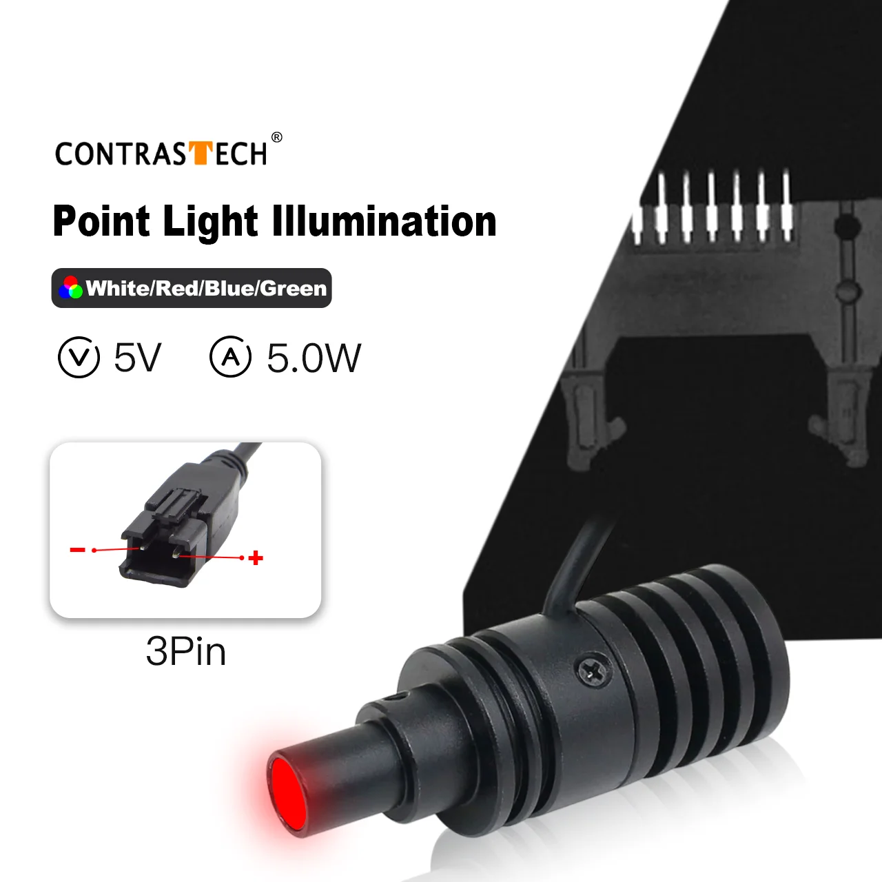 Compact 5V 3W Spot Telecentric LED Illumination Contrastech VT-LT3-PI2408-3W Electric DC Power Supply for Machine Vision System