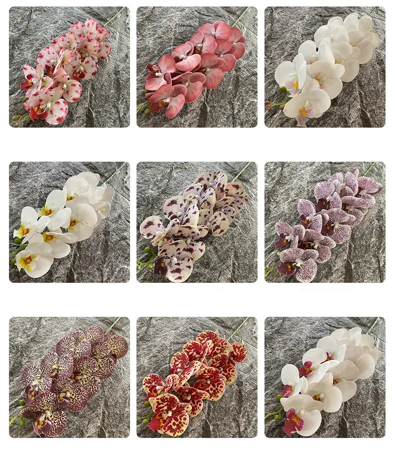 High Quality 9 heads Faux Phalaenopsis Branches Orchid Real Touch Stems Artificial Flowers For Home Wedding Party Decorations