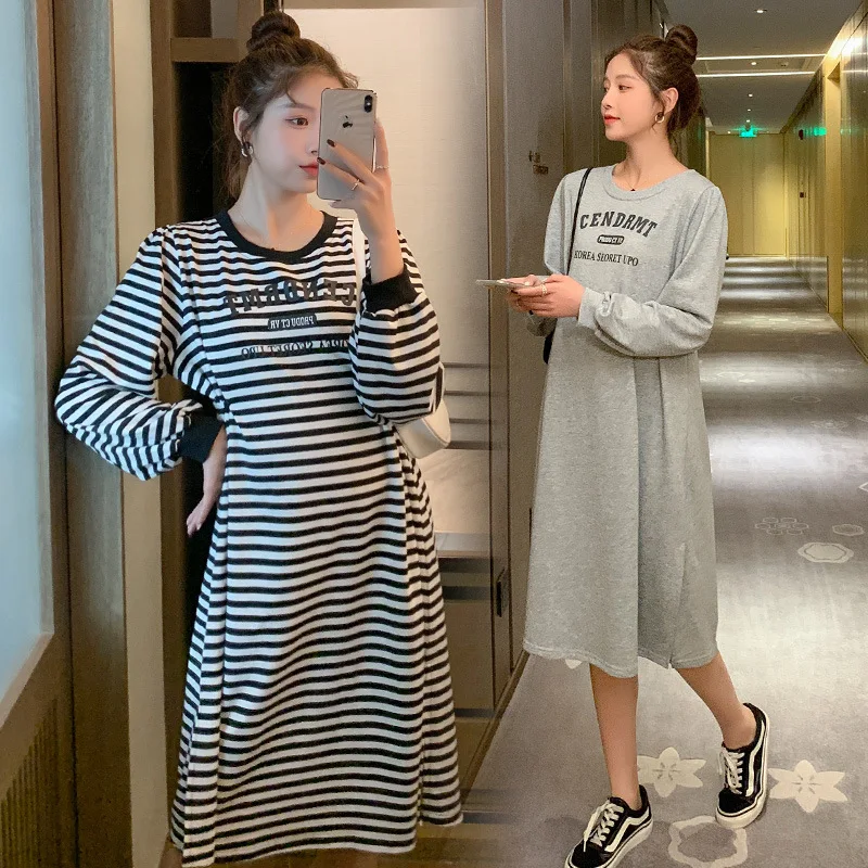 Hot Medium And Long Simple Cotton Pullover Dresses Maternity Clothes Women Fashionable Pregnant  Dresses Maternity Clothes