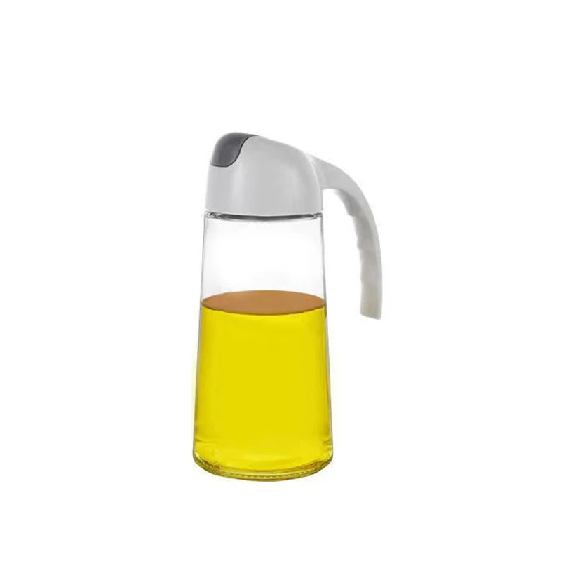 Creative Glass Oil Dispenser with Automatic Opening/Closing Lid for Home Use, Leak-Proof Spout and Innovative Handle Design
