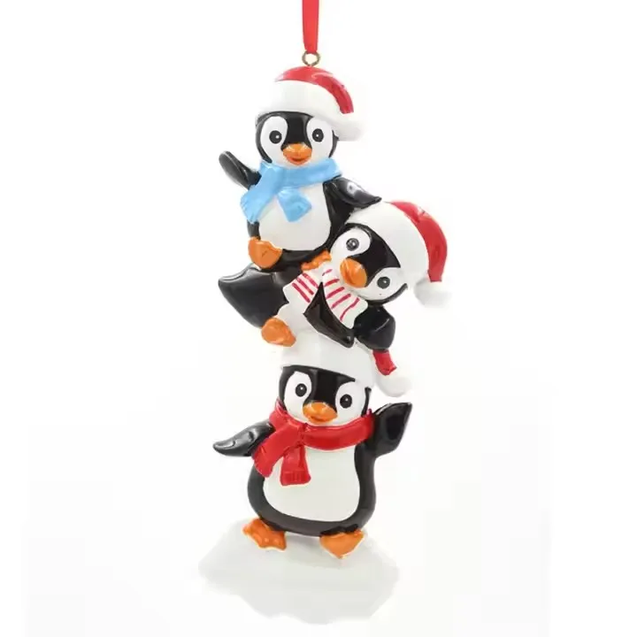 High White Penguin Resin Home Ornament Lovely Christmas Hanging Decor Tree Family Style Christmas Tree Hanging Decoration