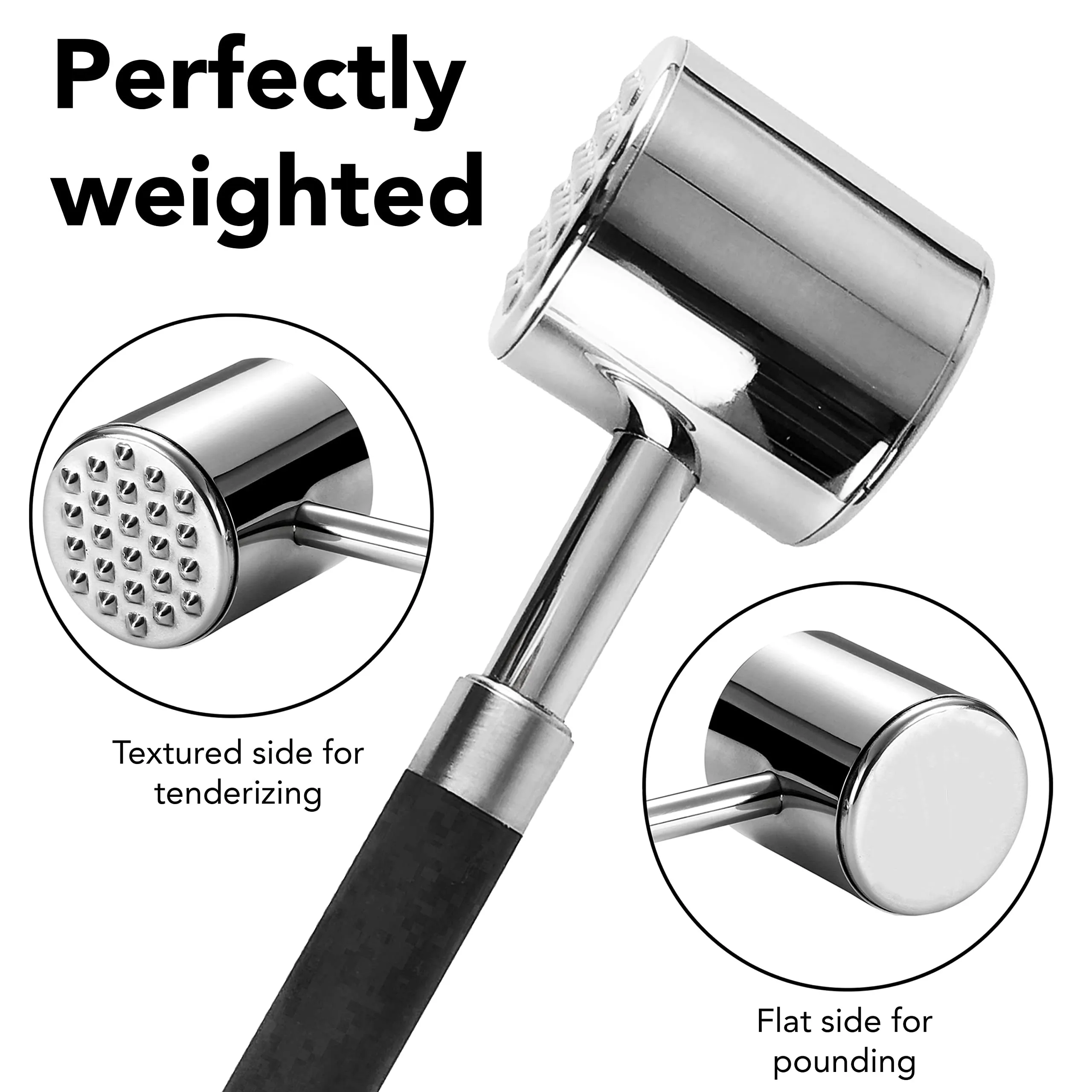 Dual Sided 304 Stainless Steel Meat Hammer With TPR Coating