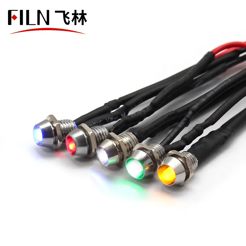 FILN 8mm indicator light 110v yellow green blue metal led indicator light miller with cable