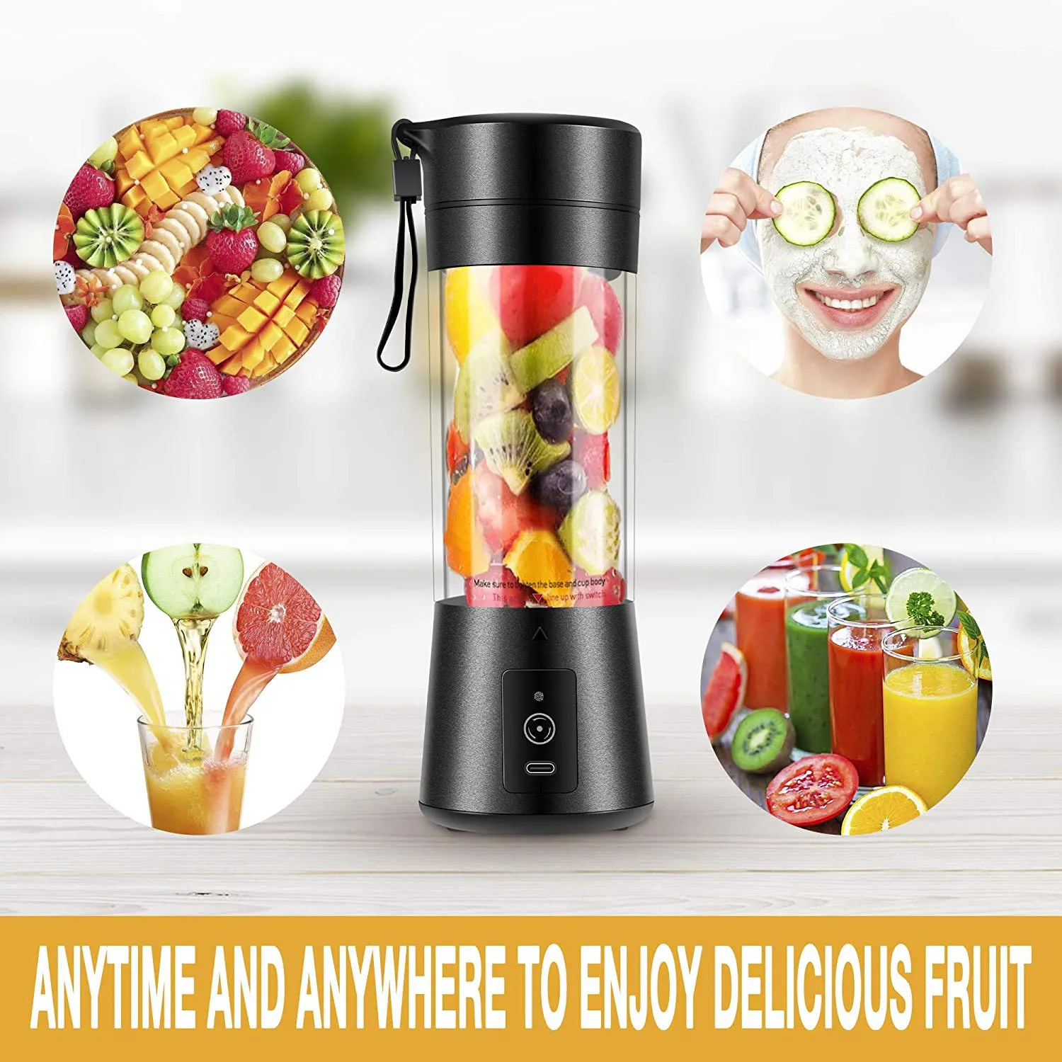 Sleek Design USB Rechargeable Blender for Shakes, Juices and Smoothies Easy to Carry for Travel, Gym Portable Juicer Cup