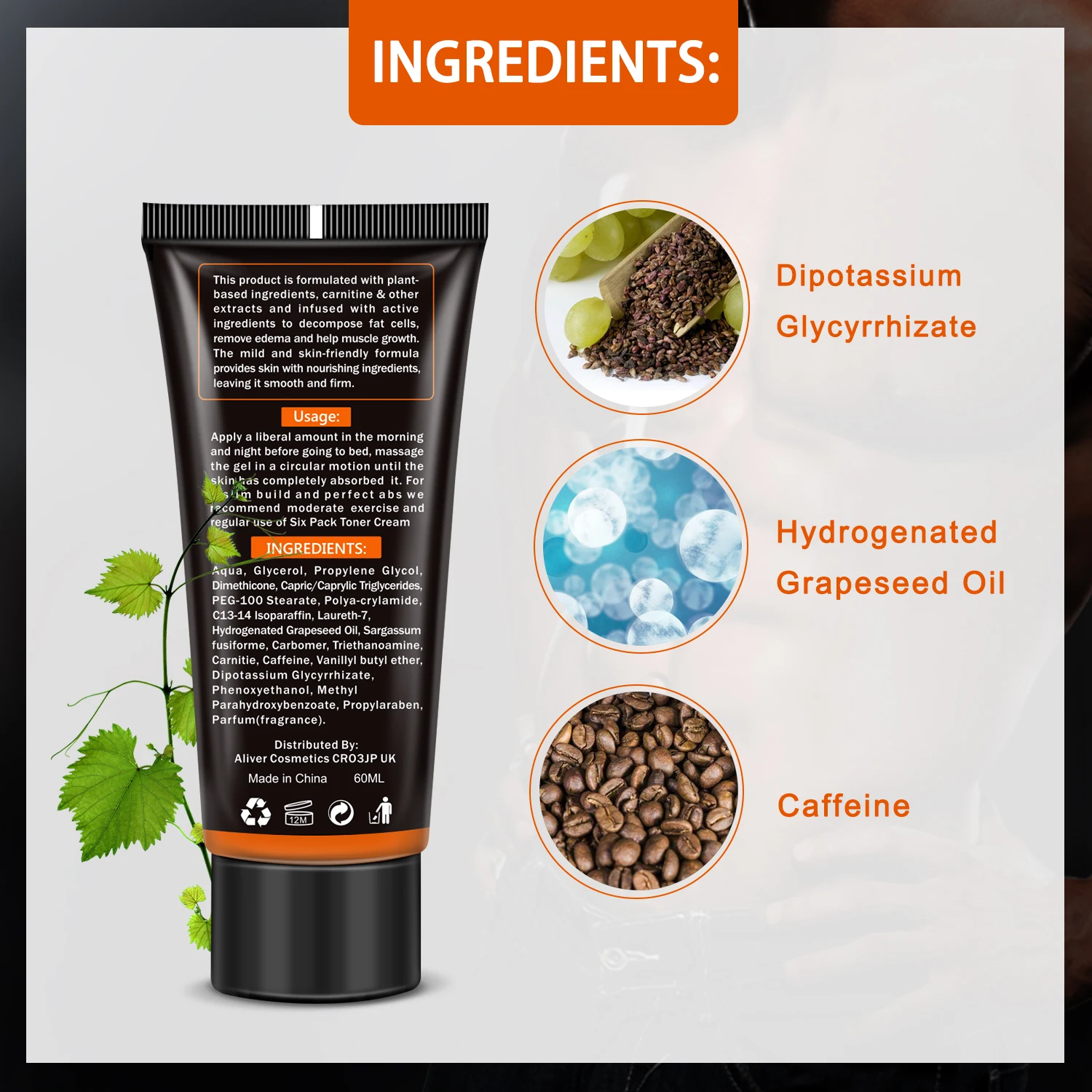 ALIVER Private Label Long-Lasting Muscle Stimulator Six Pack Toner Cream Fat Burning Abdominal ABS Muscle Cream