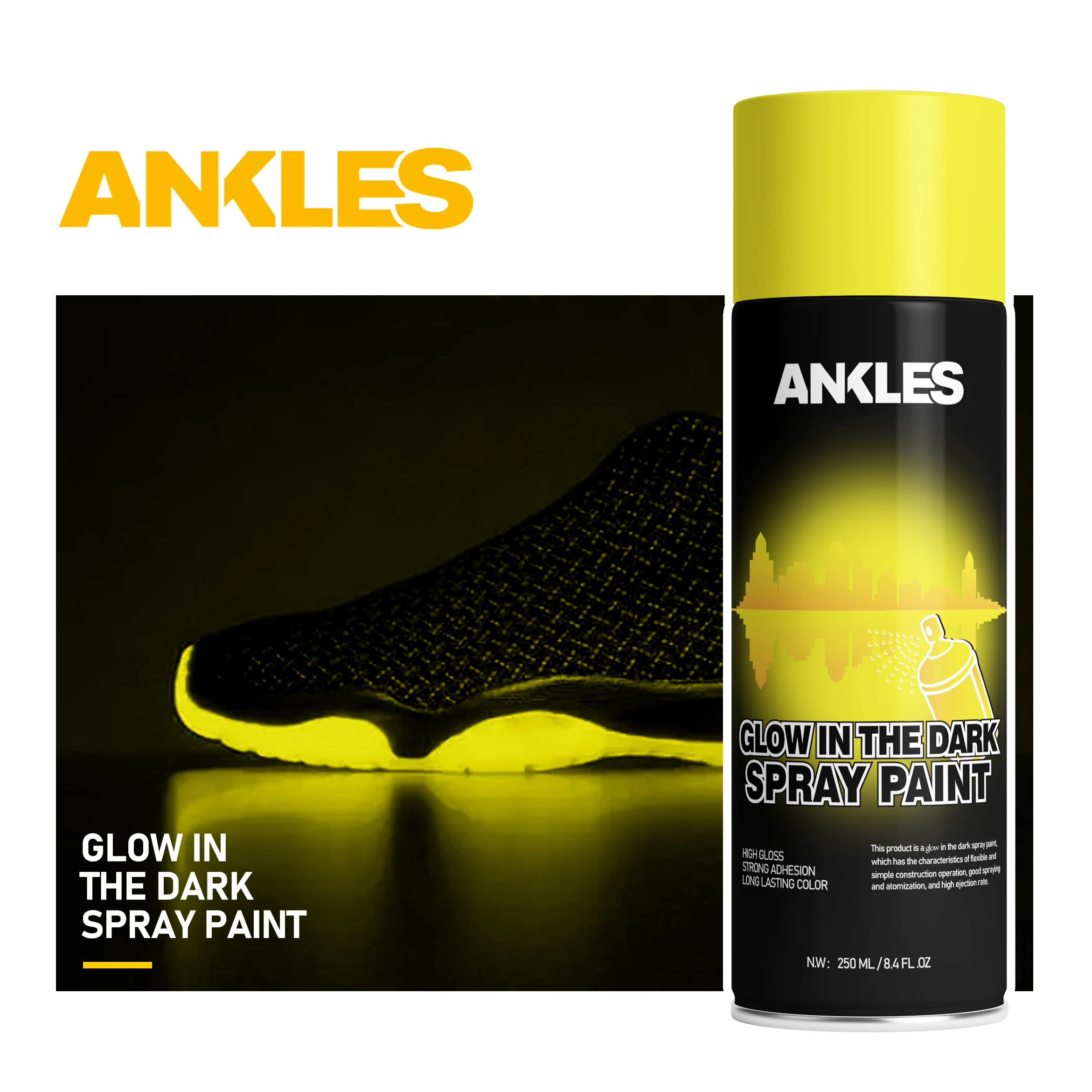 ANKLES 450ml Graffiti Fluorescent Blue Colour Sublimation Acrylic Spray Paint Glows in the Dark Spray