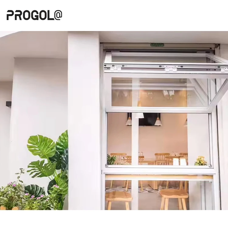Customize Commercial Kitchen Balcony Double Aluminium Glass Windows Bi Fold Window Vertical Folding Window