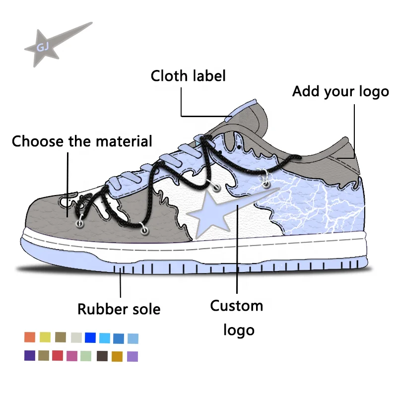 Custom Mens Sneakers OEM logo Basketball Style Casual Sport Man White Black Footwear Shoes Customized