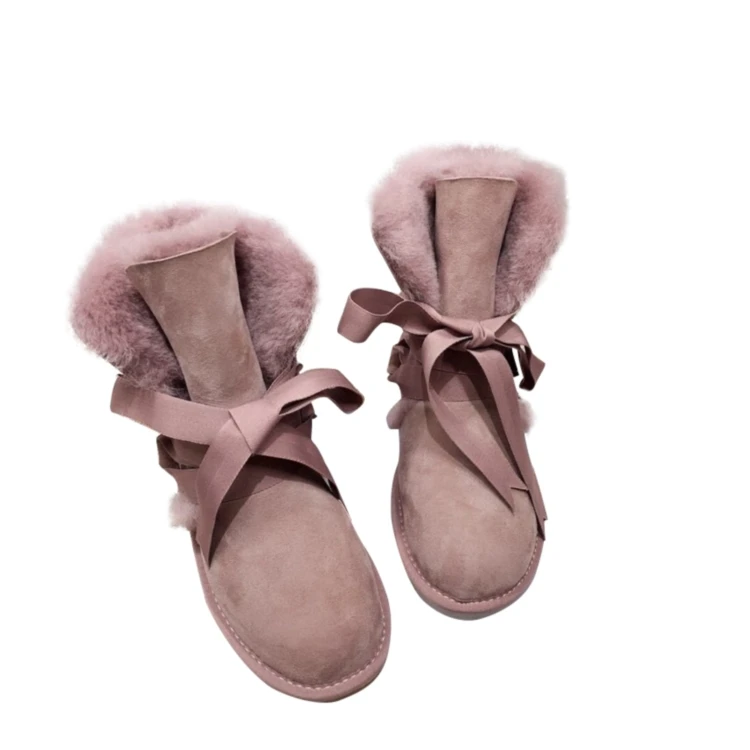 
New Arrival Tall Fur Woolen Anti-Slippery Breathable Water Resistant Rubber Soles Snow Boots 